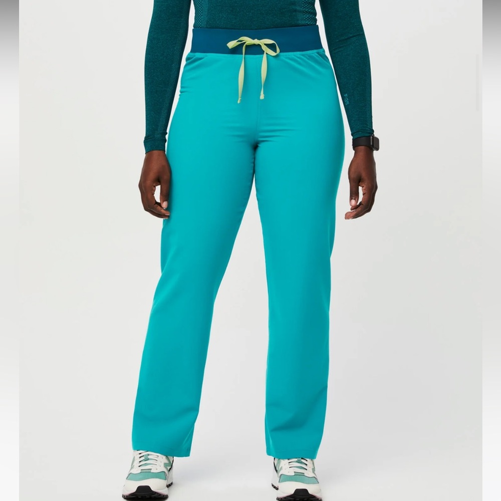 Teal Livingston High Waist Scrub Pants